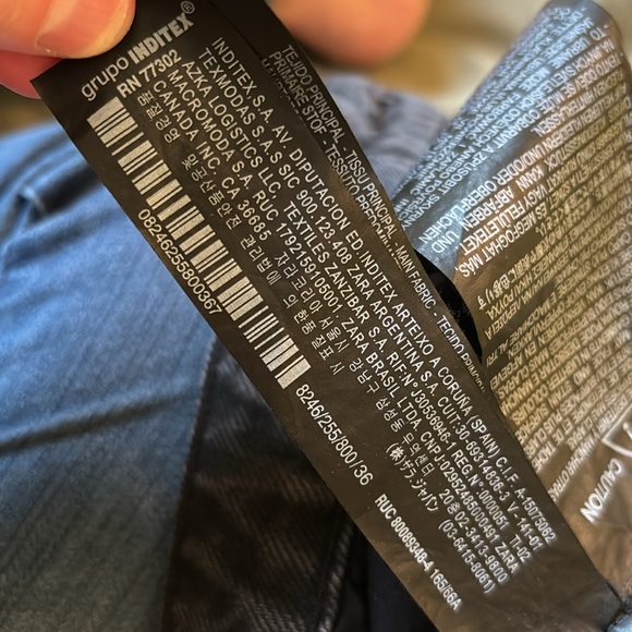 ZARA Women Premium Denim Collection City Worker Black & Green Frayed Hems Pants - Picture 13 of 15